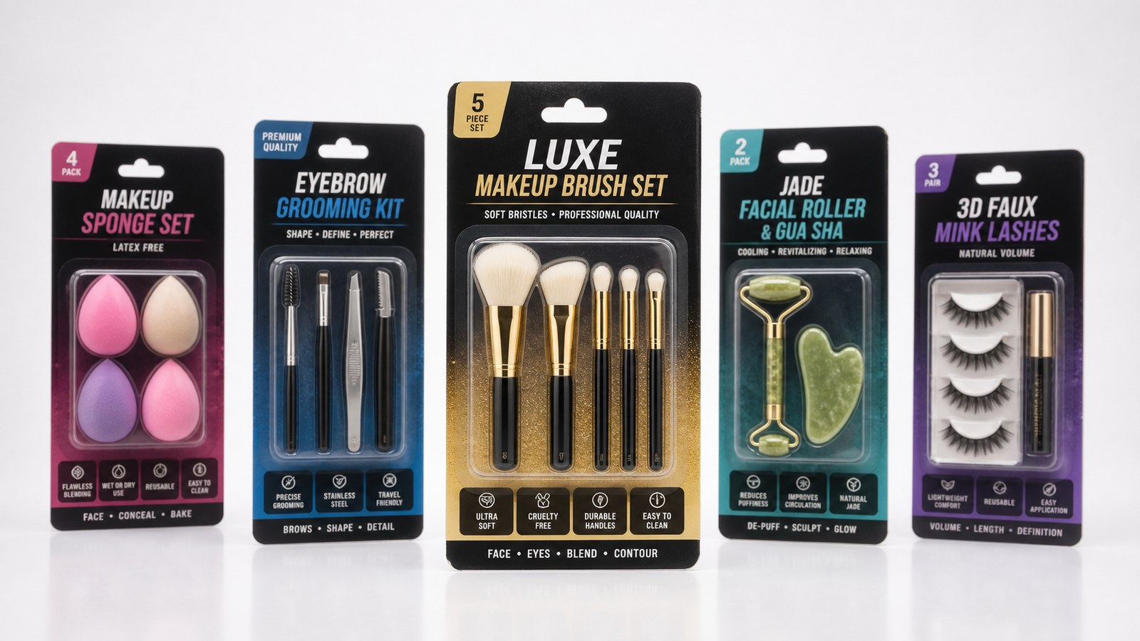 Beauty and personal care products in retail blister packaging
