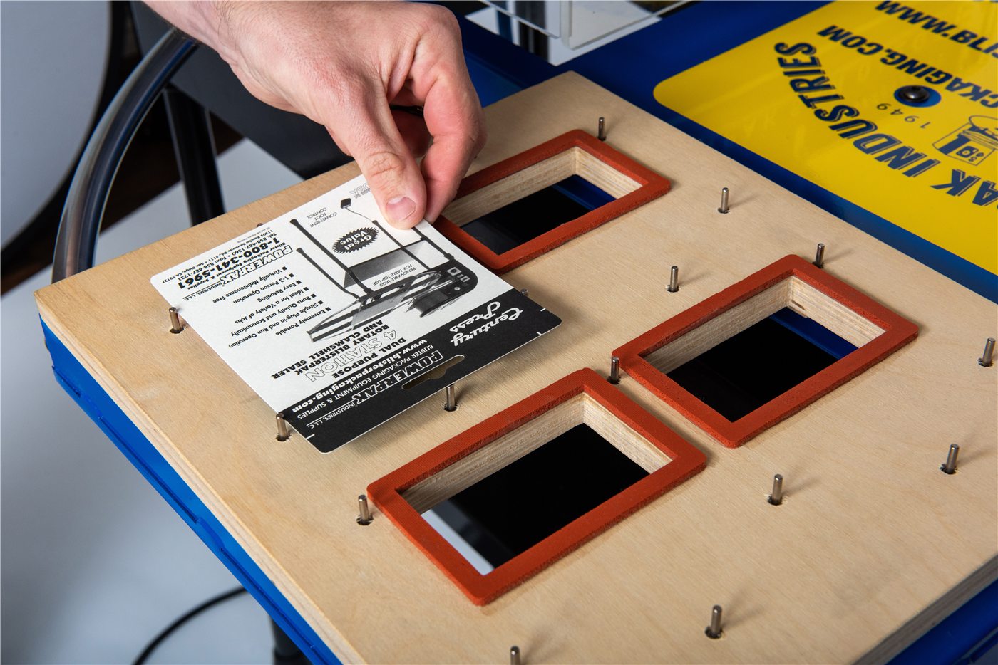 Blister card placement on a Powerpak sealing machine